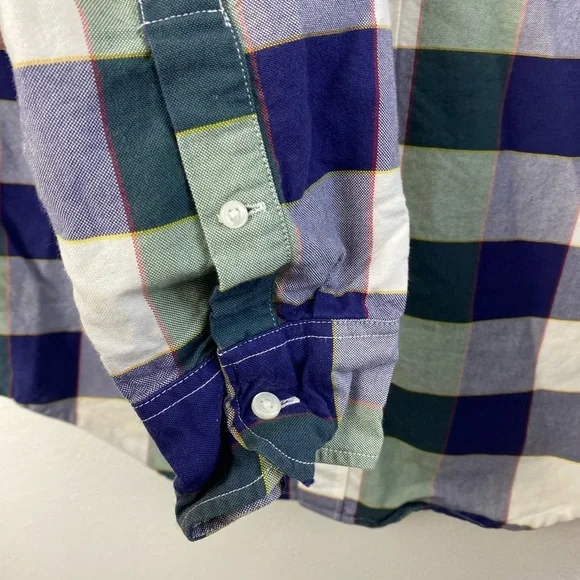 J. Crew Plaid Blue Green White Long Sleeve Button Down Shirt Casual Men’s Medium - Picture 11 of 14